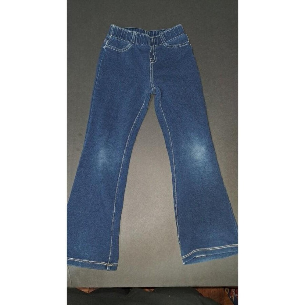 Cat & Jack Leggings Girls 5T Blue Denim Look Flare Stretch Casual Academia